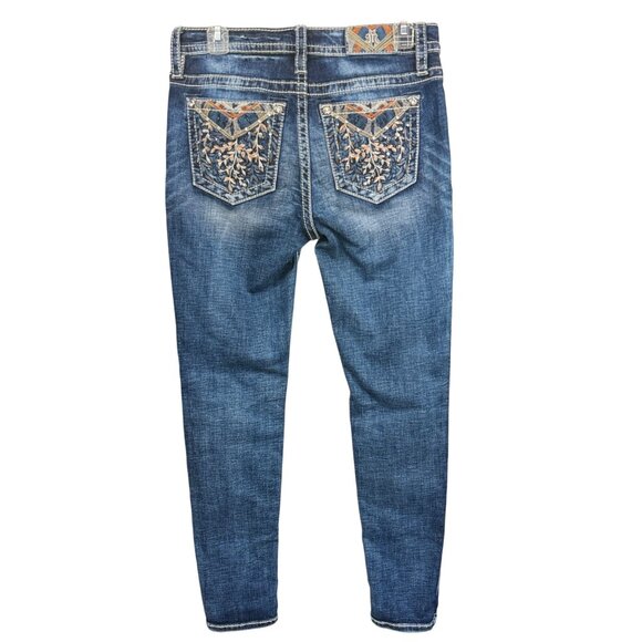 Miss Me Jeans Womens 28 Blue Denim Hailey Skinny Embroidered Back Pocket - Picture 1 of 8